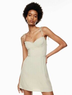 Aritzia Wilfred Bustier Fable Dress In Pastel Sage Green W/ Tie Shoulder Straps